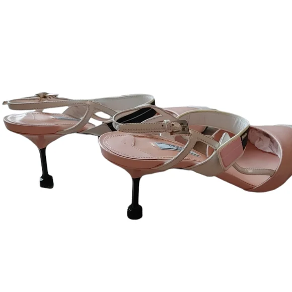 Prada Pink White Leather Sling Back Pump  Heels - Picture 7 of 16